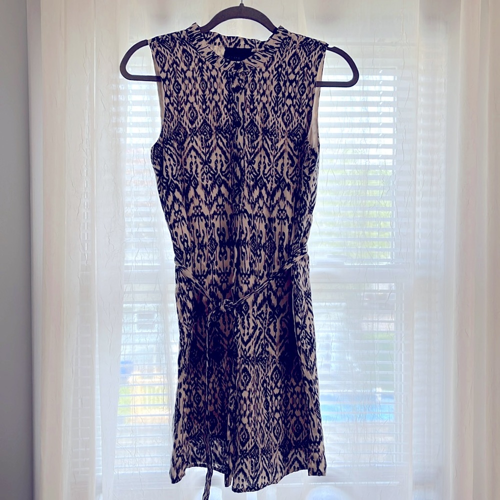 Black/Ivory Ikat Linen Shift Dress